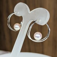 画像1639：あこや真珠4.5ミリ18金ピンクゴールドピアス