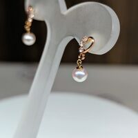 画像1665：あこや真珠4.5ミリ18金ピンクゴールドピアス